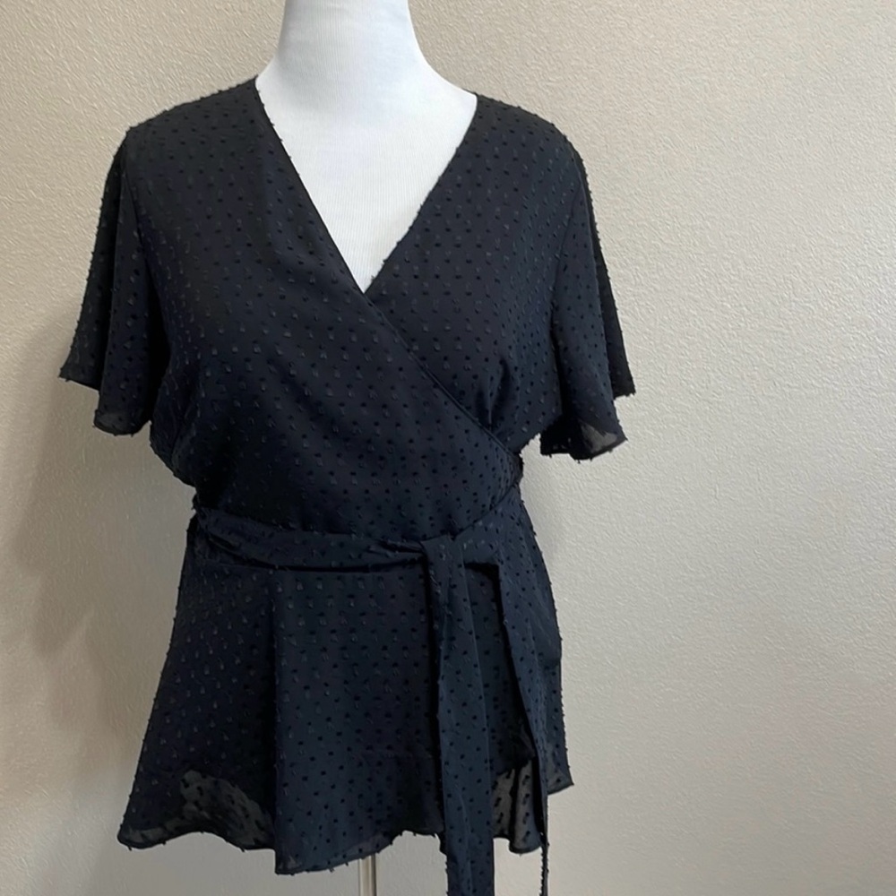 Loft wrap blouse, black, NWOT